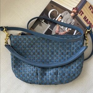 Clare V Petit Moyen Blue Woven Leather